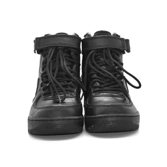 F0 Auth NIKE AIR FORCE 1 SWAT Black Leather Steel Toe Shoes 309655-001 Size 6.5 - Picture 4 of 9